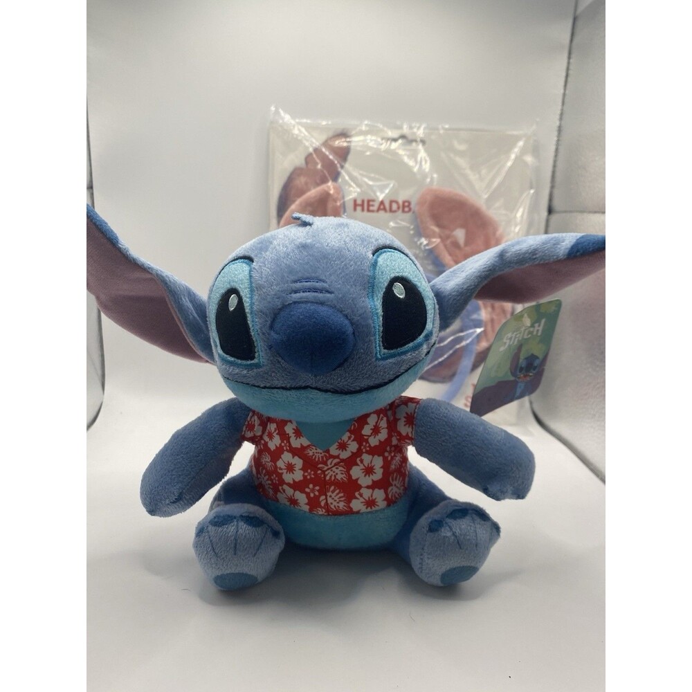 Disney Stitch Plush Hawaiian Shirt + Stitch Ear Headband Lilo & Stitch NWT